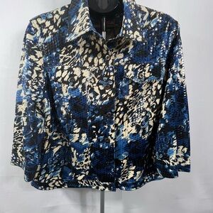 Hearts of Palm Blue and Black Patterned Blazer size 18w